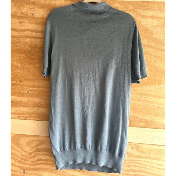 LaVane Light Knit Polo Sweater Short Sleeves Mens Size Medium Blue - Picture 2 of 3